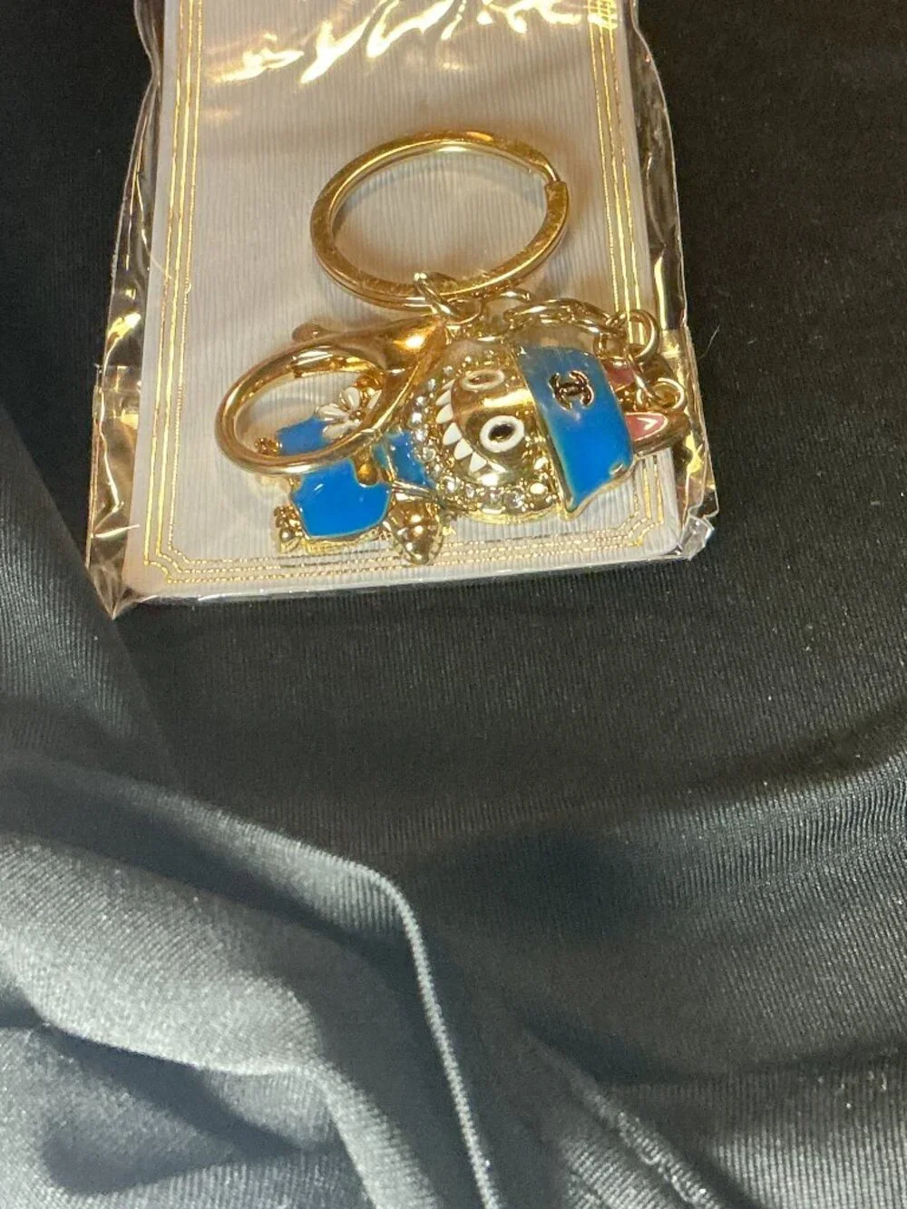★ Blue Baseball Player Keychain Gold Hardware Bag Charm New